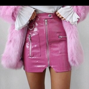 💋SHINY BUBBLEGUM ZIPPERED MINISKIRT!!